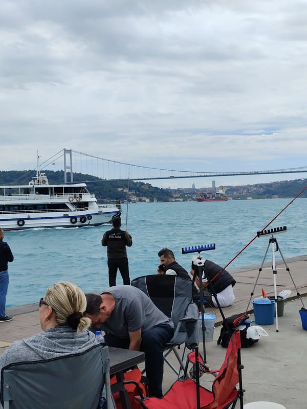 Weekend morning life unfolds along Istanbul's Bosphorus waterfront