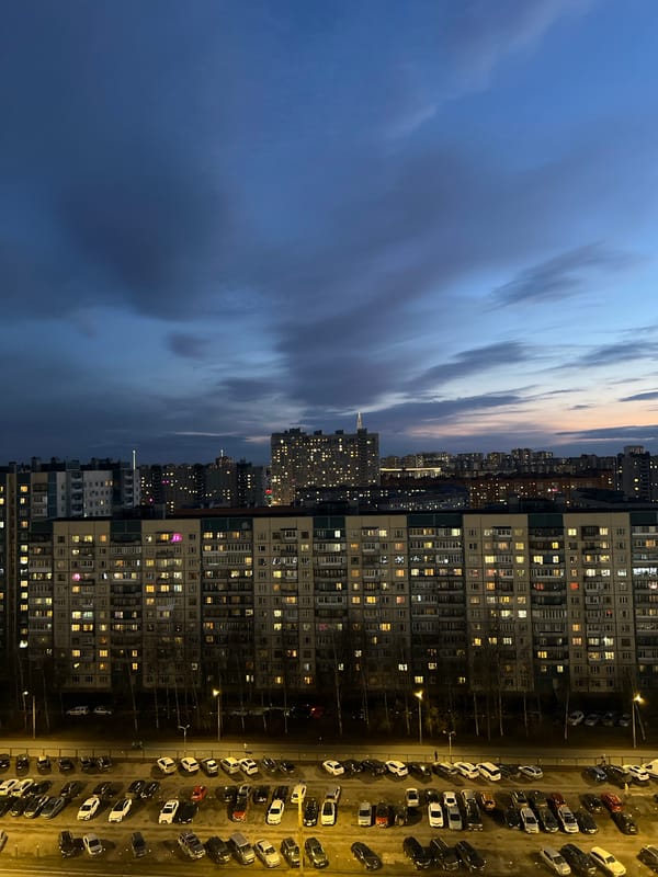 Evening cityscape documented in Saint Petersburg residential district