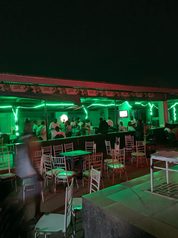 Nighttime bar scene captured at New Stadium, Nigeria