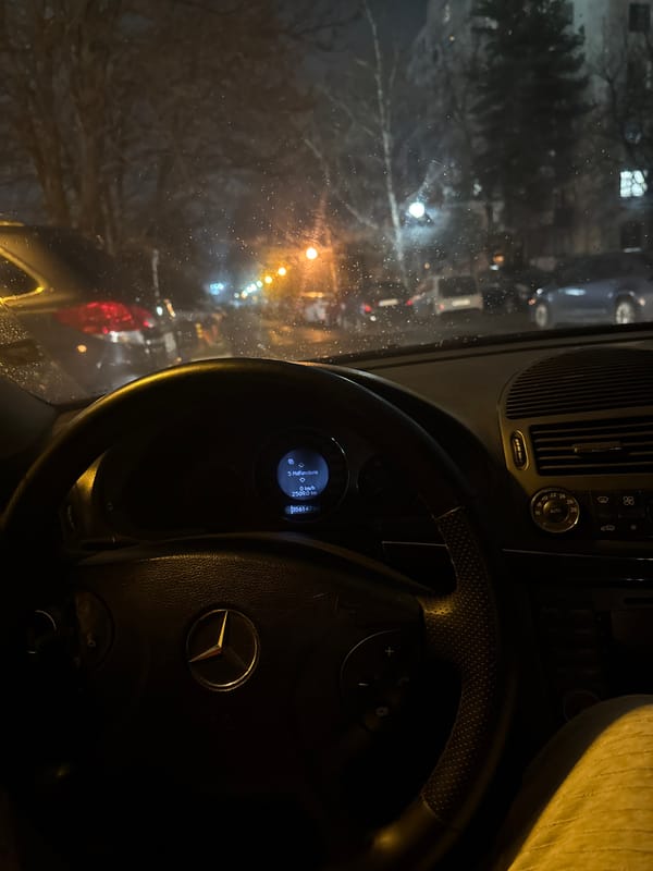 Night driving perspective from Mercedes-Benz in Sofia