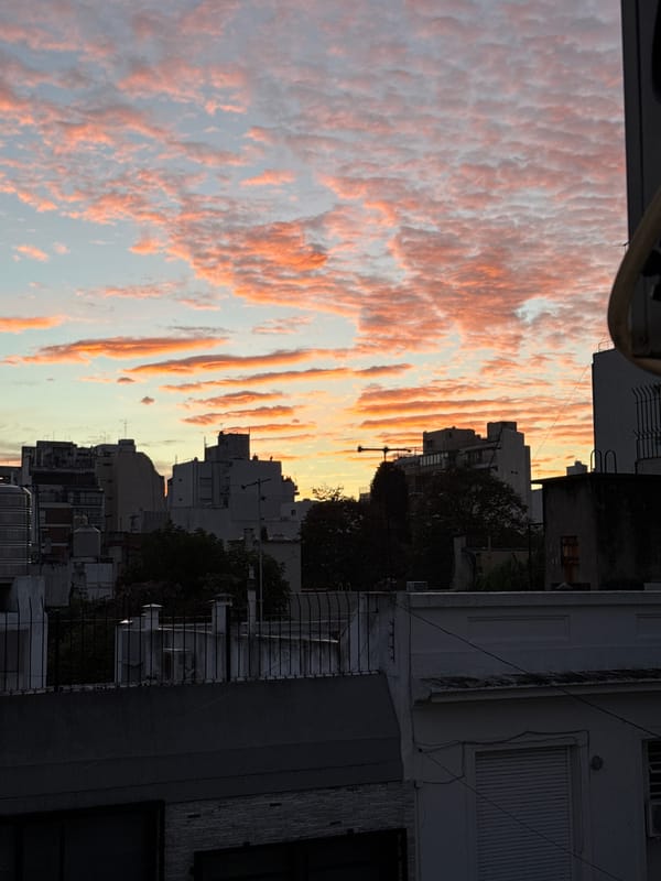 Sunset observed from street level in Buenos Aires