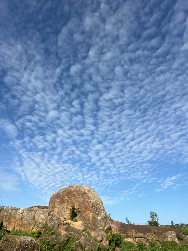 Rocky hillsides and settlements around Jos, Nigeria