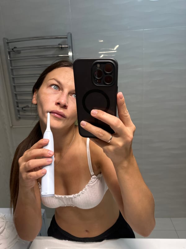 Nighttime bathroom selfies in a Boreti, Montenegro accommodation