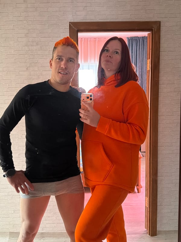 Two people take mirror selfie in Chaikovsky, Russia