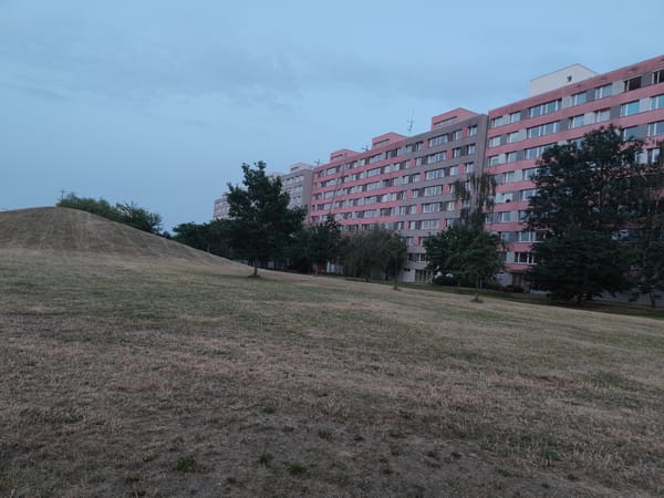 Quiet evening around a Prague residential neighborhood and hillside park