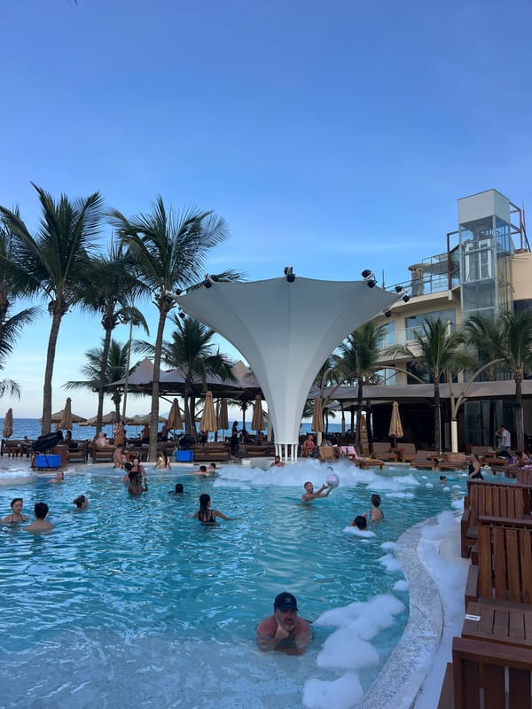 Tropical resort life captured in morning hours