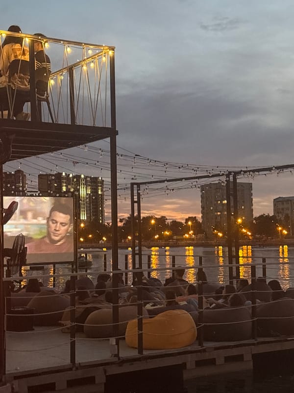 Astrakhan's Volga waterfront comes alive on a summer evening
