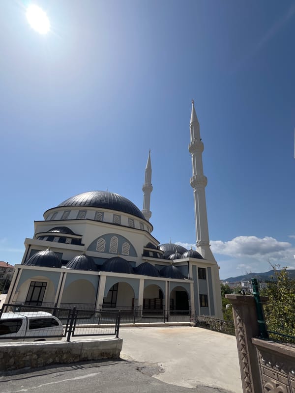 Spring day documented in Alanya, Turkey showing mosque and landscapes