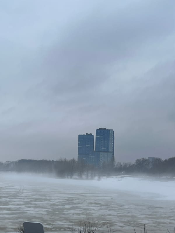 Overcast cityscape captured along Kazan waterfront