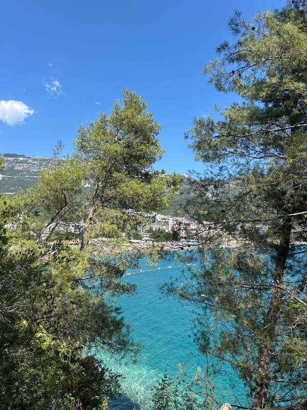 Sun-soaked Adriatic coastline around Budva and Boreti, Montenegro