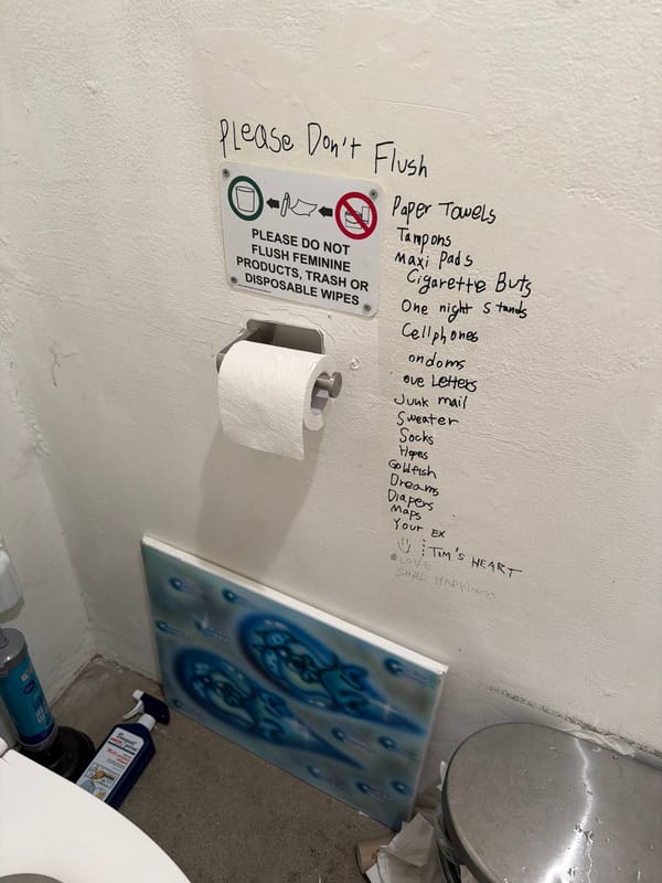 Handwritten graffiti documented on Seoul bathroom wall