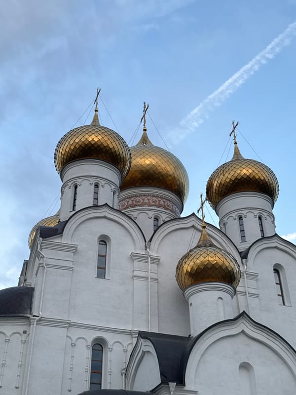 Evening around a Russian Orthodox church and surrounding scenes