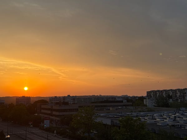 City skyline at golden hour, multiple angles
