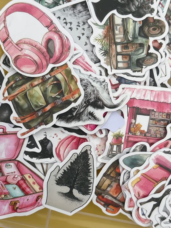 Person handles colorful sticker collection in Orenburg