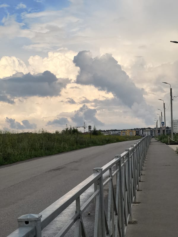 Overcast afternoon streets in Froly, Russia