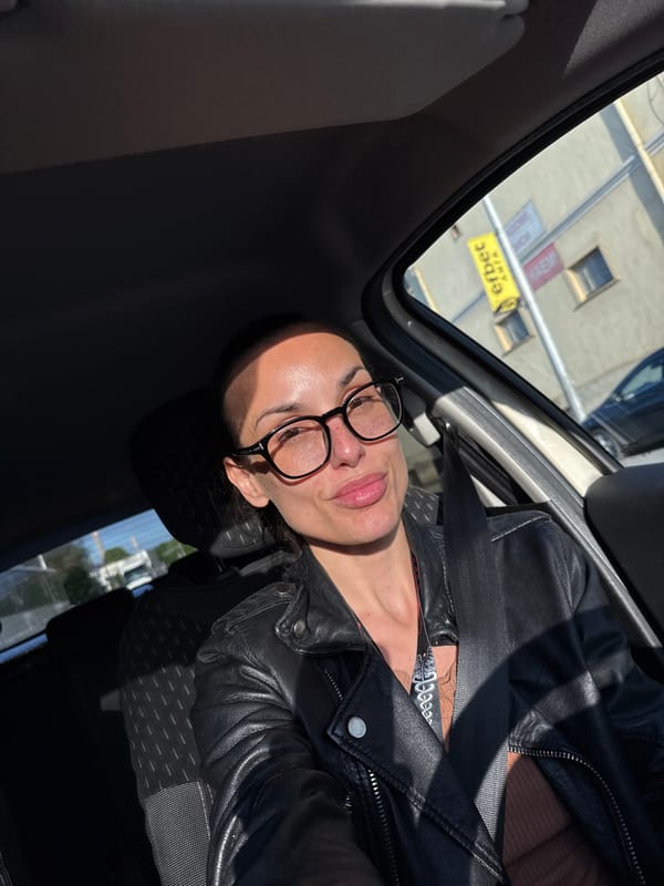 Woman documents afternoon in Pleven with selfies, plush toy