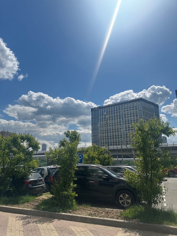 Sunny day documented in Moscow urban setting