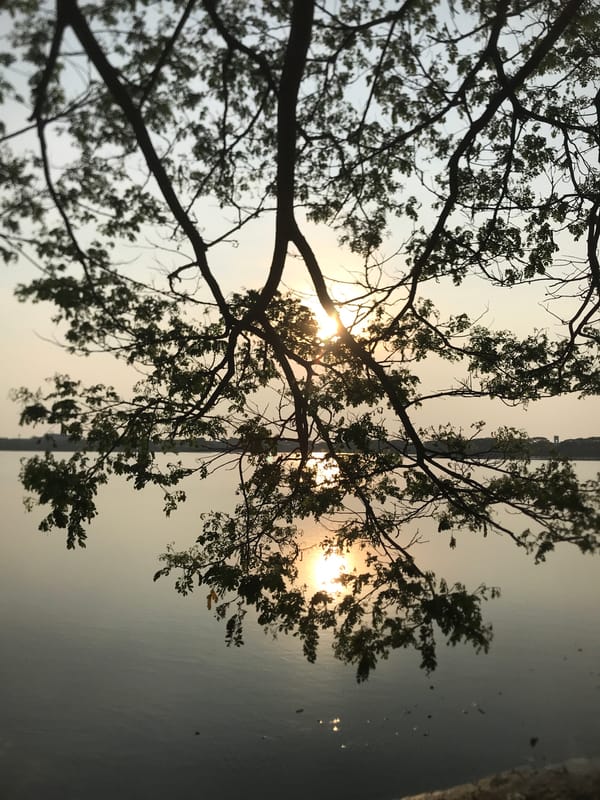 Sunrise captured over water in Lhokseumawe, Indonesia