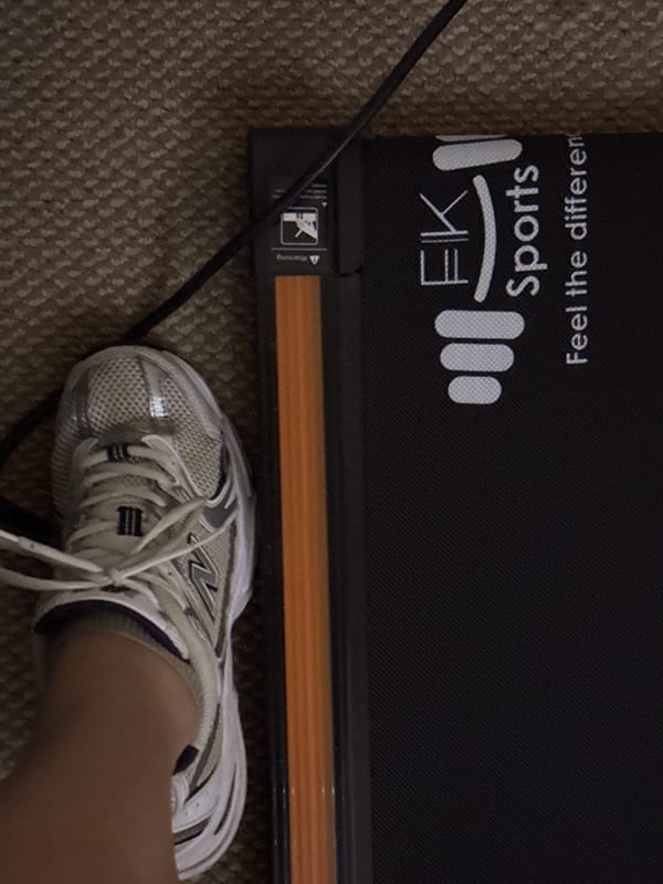 Evening moments captured in Great Yarmouth: fitness gear and crescent moon