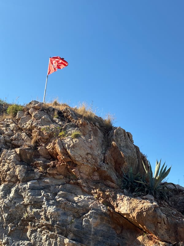 Alanya coastline: cliffs, breakwater, and open sea