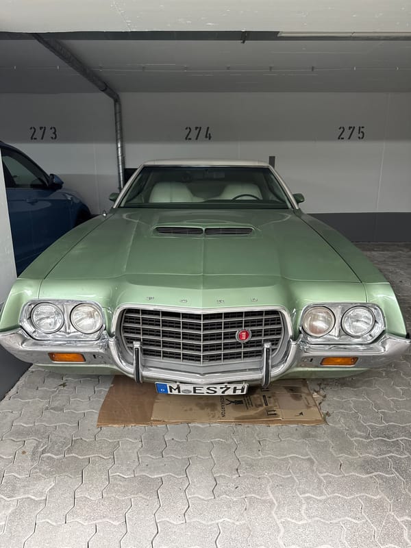 Classic Ford Gran Torino spotted in a German parking garage