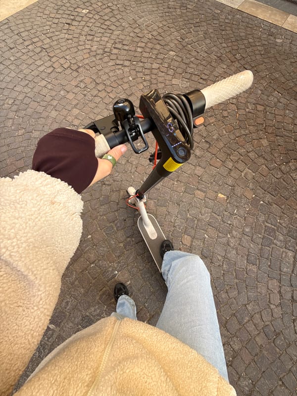 Electric scooter ride documented through Budapest cobblestone streets