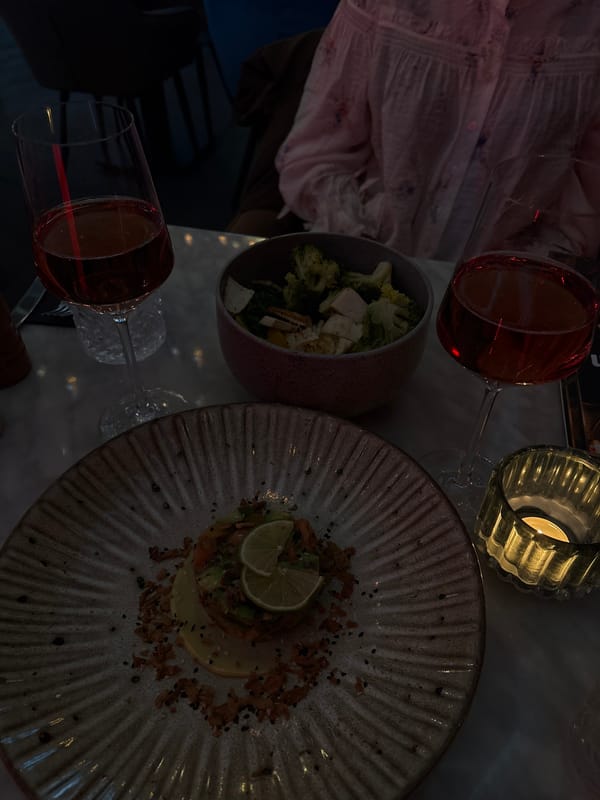 Meal documented in dimly lit Mönchengladbach restaurant setting