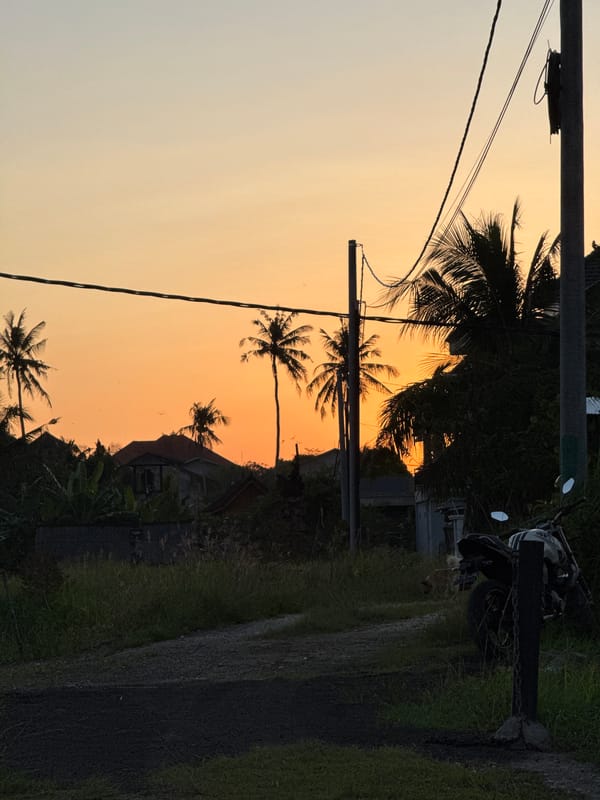 Morning observations capture tropical sunset and indoor mirror scene
