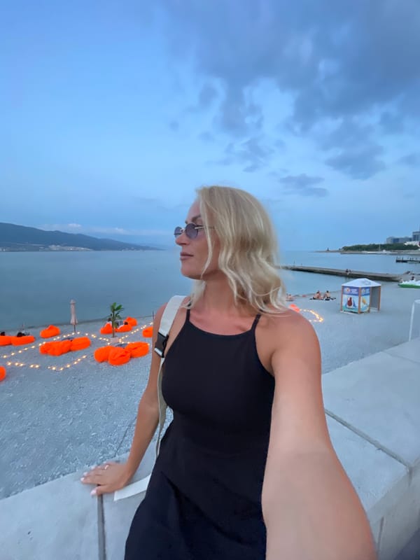 Evening along the Novorossiysk waterfront and pebble beach