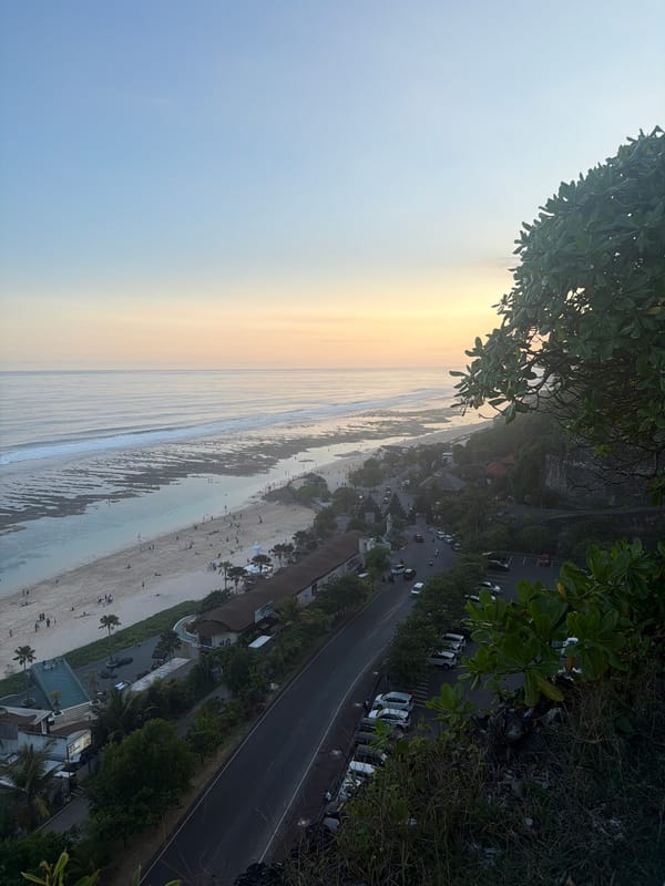 Aerial beach views captured in Kuta Selatan during calm morning