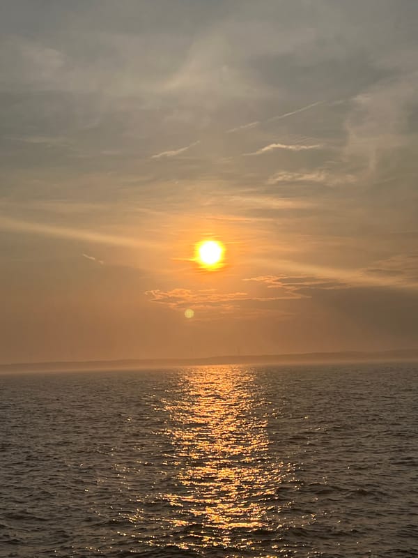 Sunset views from a ship deck in Saint John, Canada
