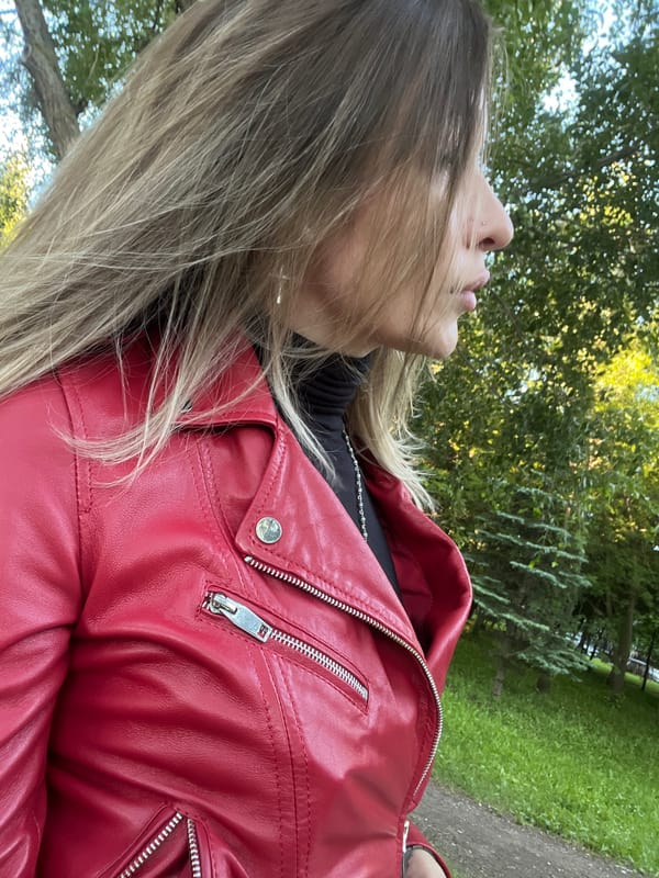 Red jacket selfies and a quiet day out by the lake