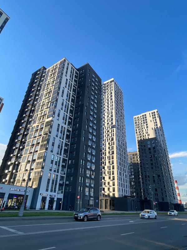 Afternoon stroll through a modern Moscow residential district