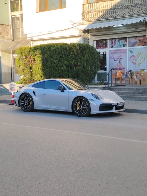 White Porsche 911 Turbo S spotted parked in Panagyurishte