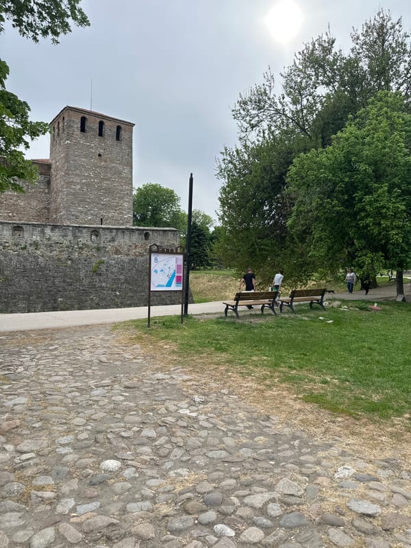 Tourist visits medieval Baba Vida Fortress in Vidin, Bulgaria
