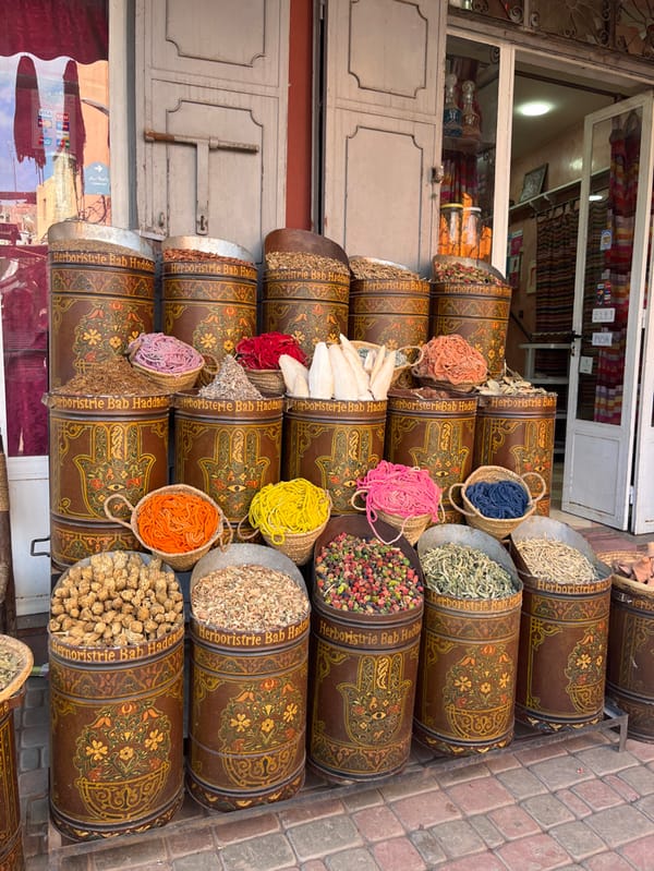 Tourist explores Marrakesh Medina souks and historic sites
