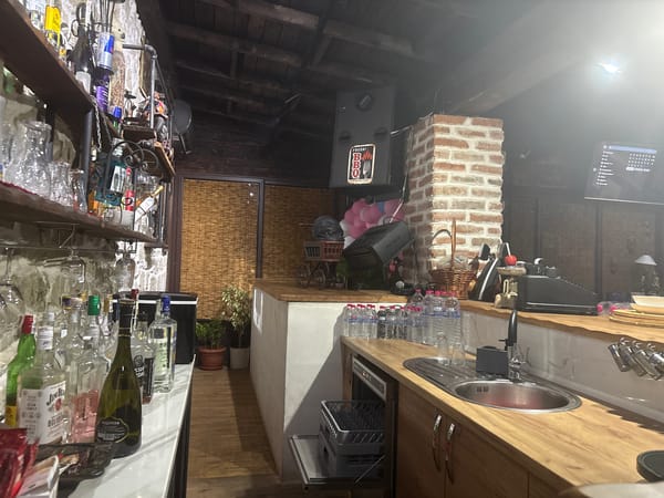 Empty bar interior documented in Krumovgrad, Bulgaria