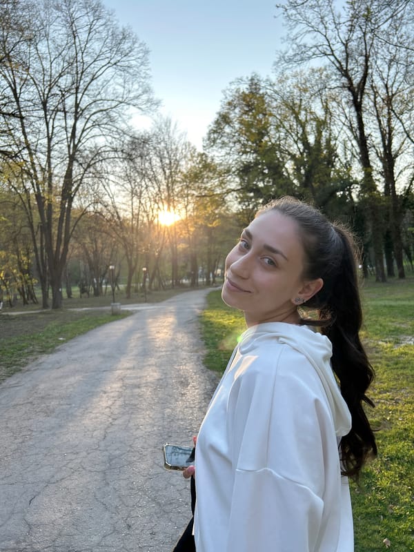 Woman photographed walking in Pleven park at sunset