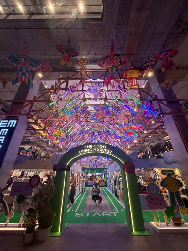 Bangkok's neon-lit commercial district after dark