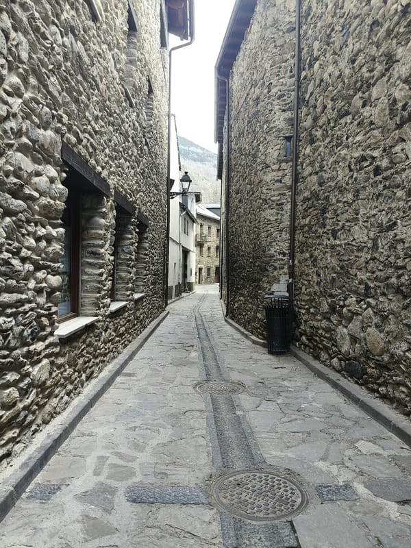 Stone alleyway documented in Benasque, Spain