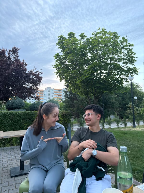 Casual outdoor meeting captured near Academic Center in Blagoevgrad