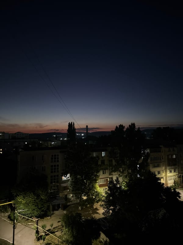 Quiet summer night over residential Strășeni, Moldova