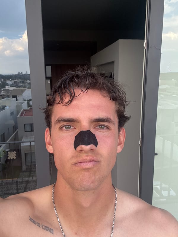 Man with nasal strip observed indoors in León, Mexico