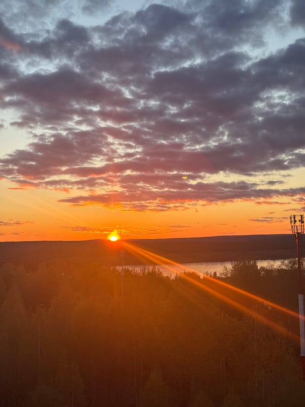 Sunset documented over Kama River in Perm, Russia
