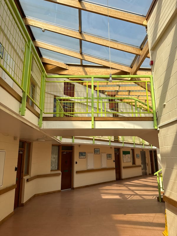 London institutional building interior features documented by witness