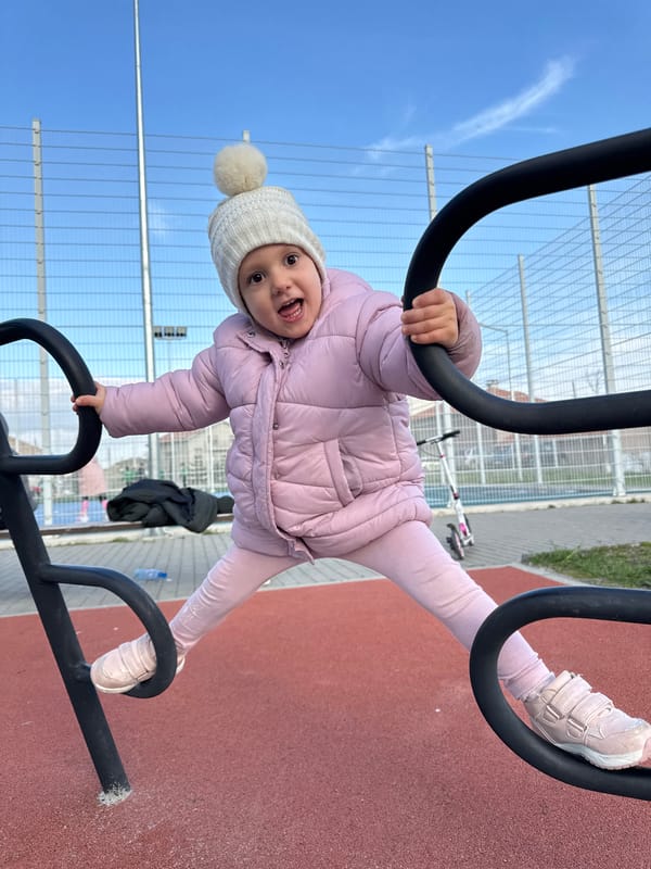 Child plays on playground equipment in Varna, Bulgaria