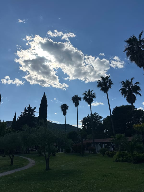 Tourist documents sunny afternoon exploring Budva, Montenegro coastline and parks