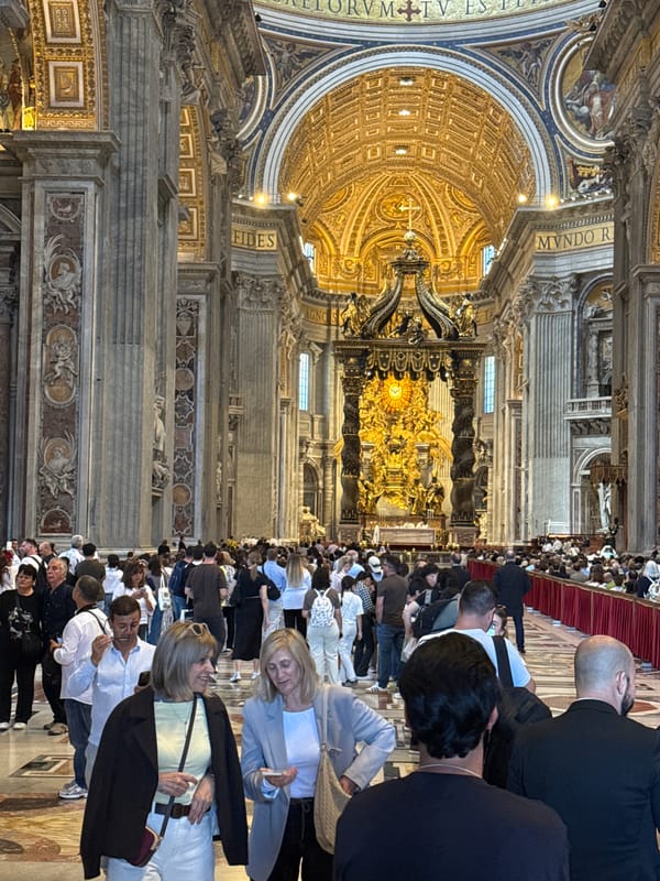 Visitors gather in St. Peter's Basilica, Vatican City