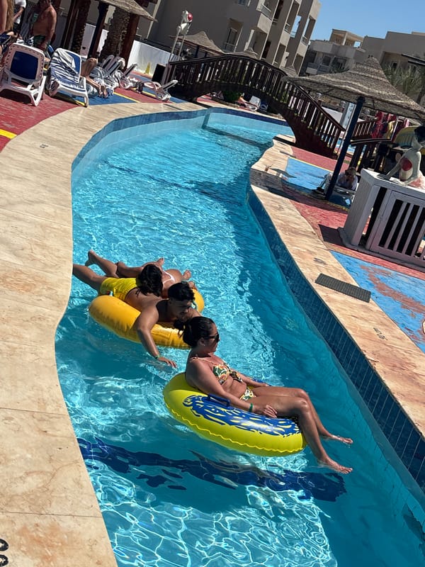 Morning leisure activities at Egyptian water park captured