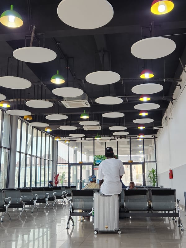 Layover moments in Abuja's airport departure lounge